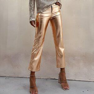 Metallic Shiny Disco Leather Ankle Pant